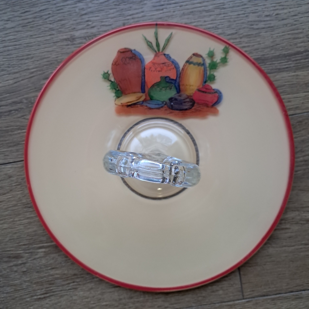 ​Vtg Fire King Peach Luster Center Handle Tidbit Tray MCM Anchor Hocking POTS